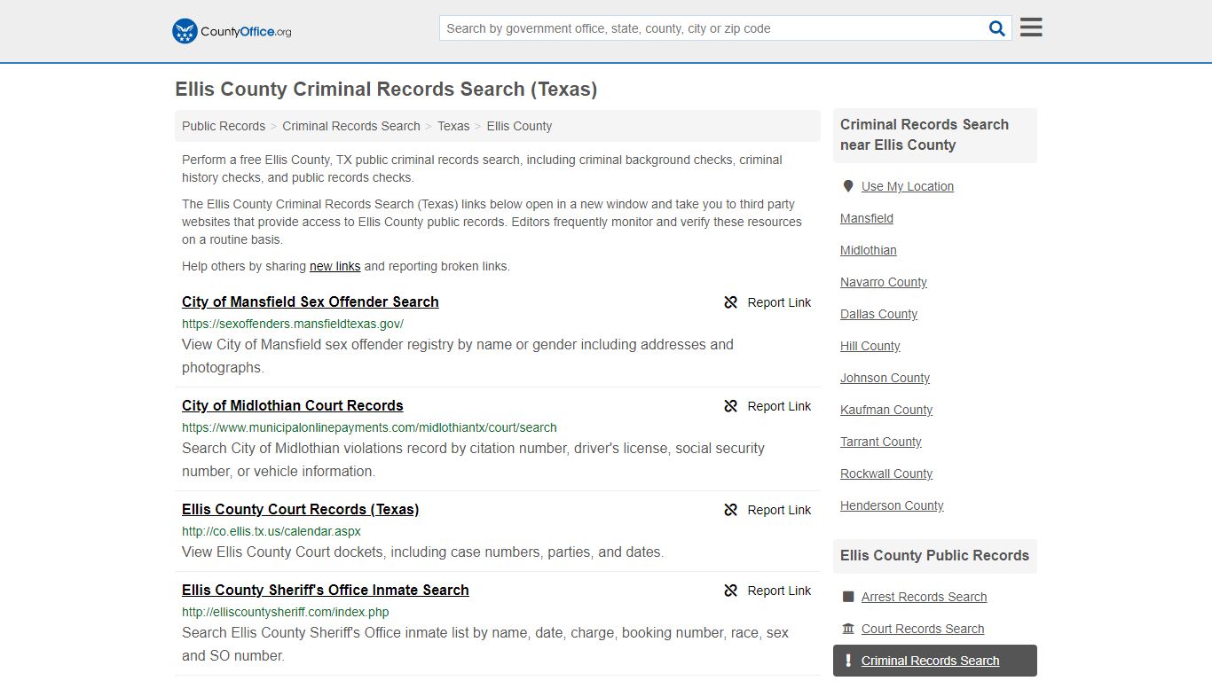 Criminal Records Search - Ellis County, TX (Arrests, Jails ...